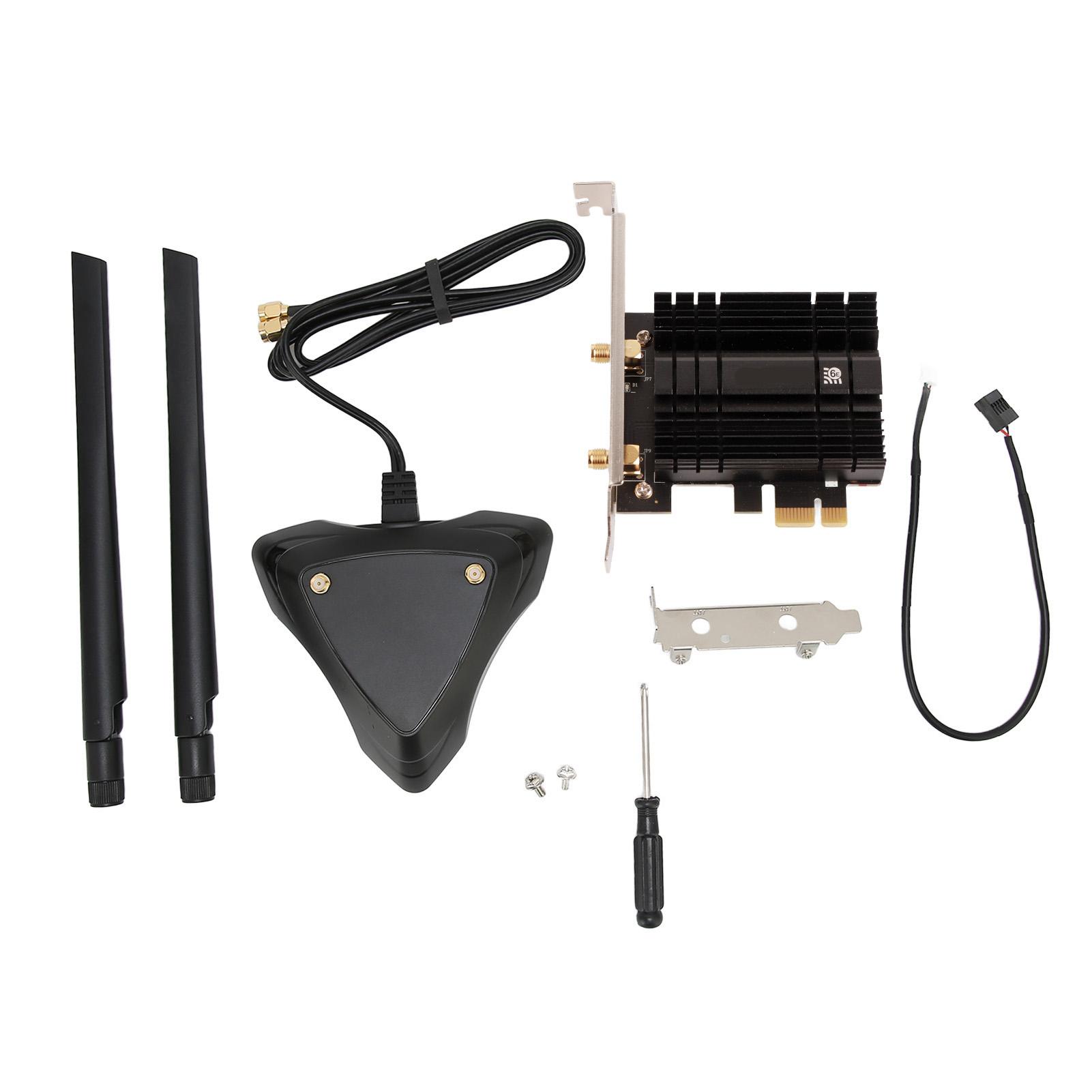 WiFi 6E PCIE WiFi Adapter 2.4GHz 5.8GHz 6GHz Triple Band 5400Mbps PCIE Wifi Card BT5.2 with 6dBi
WiFi 6E PCIE WiFi Adapter 2.4GHz 5.8GHz 6GHz Triple Band 5400Mbps PCIE Wifi Card BT5.2 with 6dBi