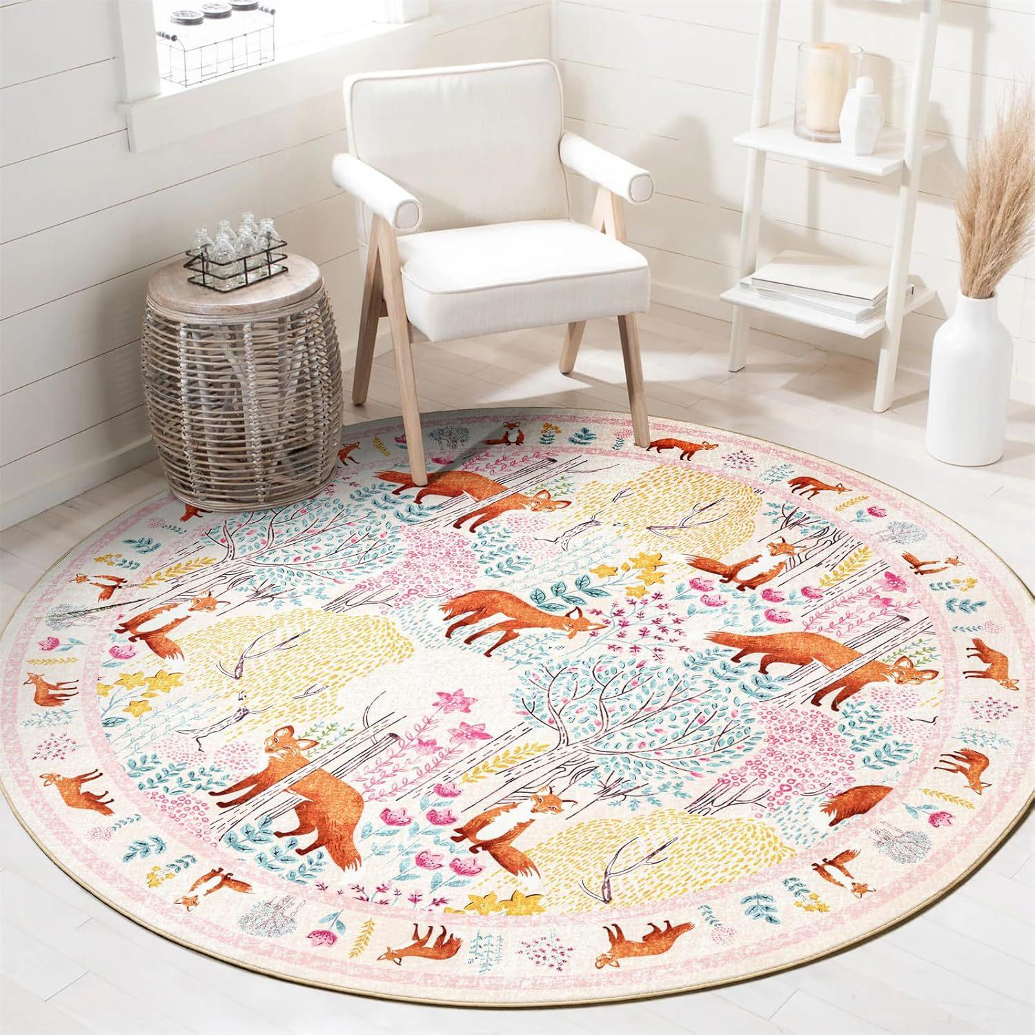 Round Fox Forest Carpet with Orange Red Foxes Nature Theme Kids Room Decor Bedroom Area Rug Soft Floor Mat Home Decor Gift 60cmx60cm
Round Fox Forest Carpet with Orange Red Foxes Nature Theme Kids Room Decor Bedroom Area Rug Soft Floor Mat Home Decor Gift 60cmx60cm