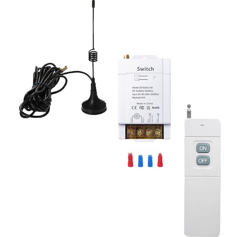 Wireless Remote Control Switch With RF 433MHz 50/60Hz High Power 30A Wide Voltage AC 90-250V Remote Control Distance 1200-1500m
Wireless Remote Control Switch With RF 433MHz 50/60Hz High Power 30A Wide Voltage AC 90-250V Remote Control Distance 1200-1500m