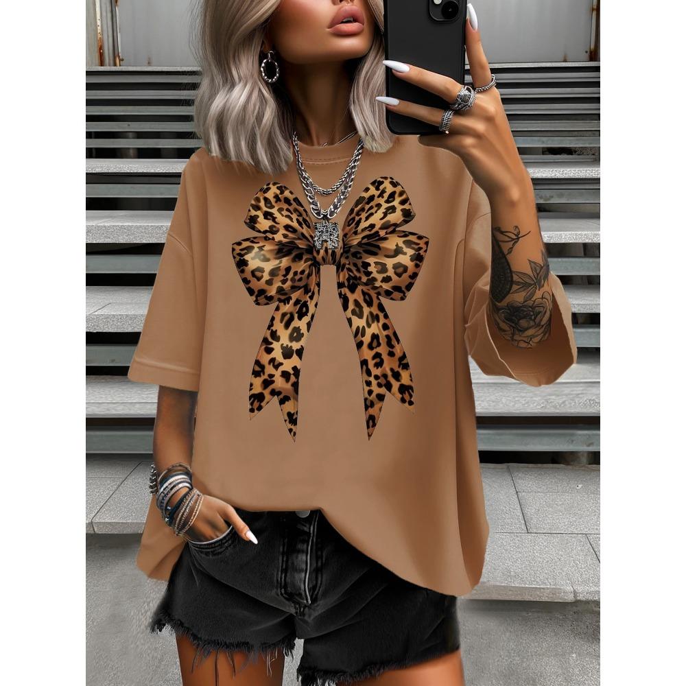 Fashion Women s Plus Size T-Shirt Original Design Leopard Bowknot Pattern Printed Women s Casual Round Neck Short Sleeved Tops XS
Fashion Women s Plus Size T-Shirt Original Design Leopard Bowknot Pattern Printed Women s Casual Round Neck Short Sleeved Tops XS