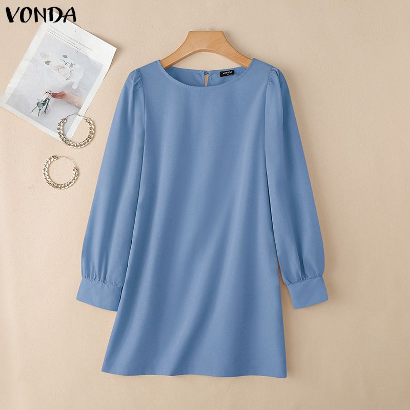 VONDA Women Casual Round Neck Summer Long Sleeve Plain Thin Mini Straight Dress 5XL синий
VONDA Women Casual Round Neck Summer Long Sleeve Plain Thin Mini Straight Dress 5XL синий