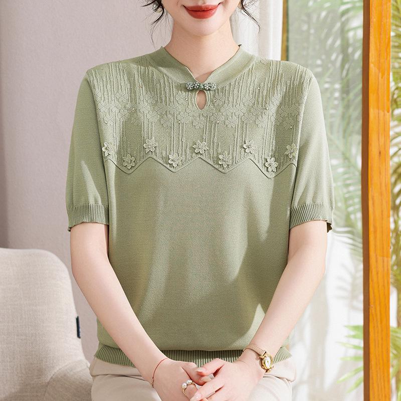 New 2026 Spring/Summer Embroidered Knit Top - Short-Sleeved Chinese Style for Middle-Aged and Elderly Women XL (90-115 Jin) зелёный
New 2026 Spring/Summer Embroidered Knit Top - Short-Sleeved Chinese Style for Middle-Aged and Elderly Women XL (90-115 Jin) зелёный