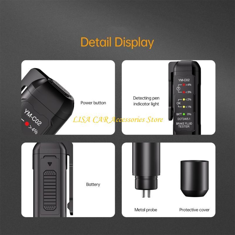 M4YB 5 Level Measurement Auto Brake Fluid Diagnostic Tool Brake Fluid Tester Brake Oil Detection Pen Support DOT 3.0/4.0/5.1
M4YB 5 Level Measurement Auto Brake Fluid Diagnostic Tool Brake Fluid Tester Brake Oil Detection Pen Support DOT 3.0/4.0/5.1