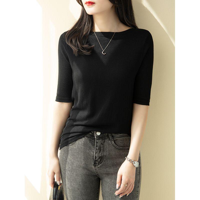 Summer 2023 New Arrival off-Neck Mid-Sleeve Sweater T-Shirt Women s Clothing Silm Black Half Sleeve Base Tops Thin Black XL
Summer 2023 New Arrival off-Neck Mid-Sleeve Sweater T-Shirt Women s Clothing Silm Black Half Sleeve Base Tops Thin Black XL