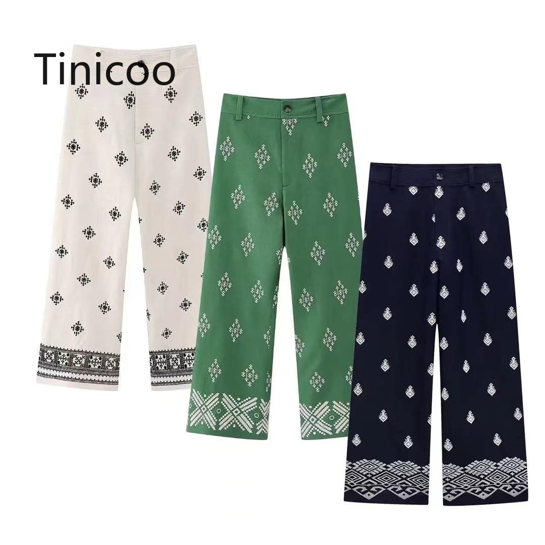 Women Fashion Embroidery Linen Straight Pants Vintage High Waist Zipper Fly Female Ankle Trousers Mujer
Women Fashion Embroidery Linen Straight Pants Vintage High Waist Zipper Fly Female Ankle Trousers Mujer