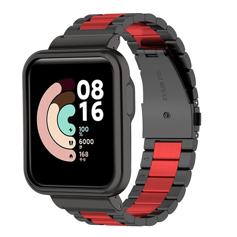 Three Beads 304 Stainless Steel Watch Band Strap with Watch Case Protector for Xiaomi Redmi Watch/Mi Watch Lite Black/Red/Black
Three Beads 304 Stainless Steel Watch Band Strap with Watch Case Protector for Xiaomi Redmi Watch/Mi Watch Lite Black/Red/Black