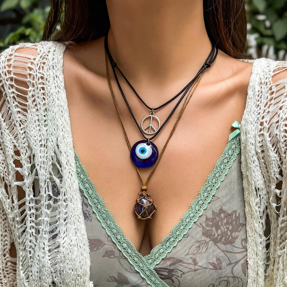 3Pcs Creative Blue Turkish Lucky Eye Pendant Choker Necklace for Women Vintage Ethnic Stone Wax Thread Chain Jewelry Accessories
3Pcs Creative Blue Turkish Lucky Eye Pendant Choker Necklace for Women Vintage Ethnic Stone Wax Thread Chain Jewelry Accessories