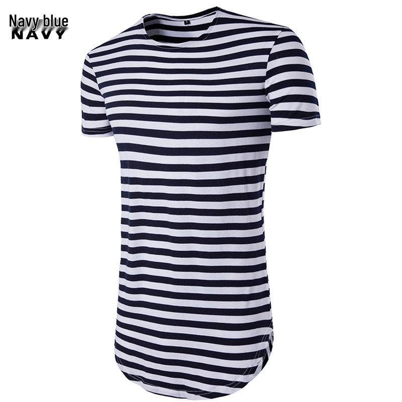 Мужская летняя полосатая удлиненная футболка с круглым низом и коротким рукавом Large темно-синий
Мужская летняя полосатая удлиненная футболка с круглым низом и коротким рукавом Large темно-синий