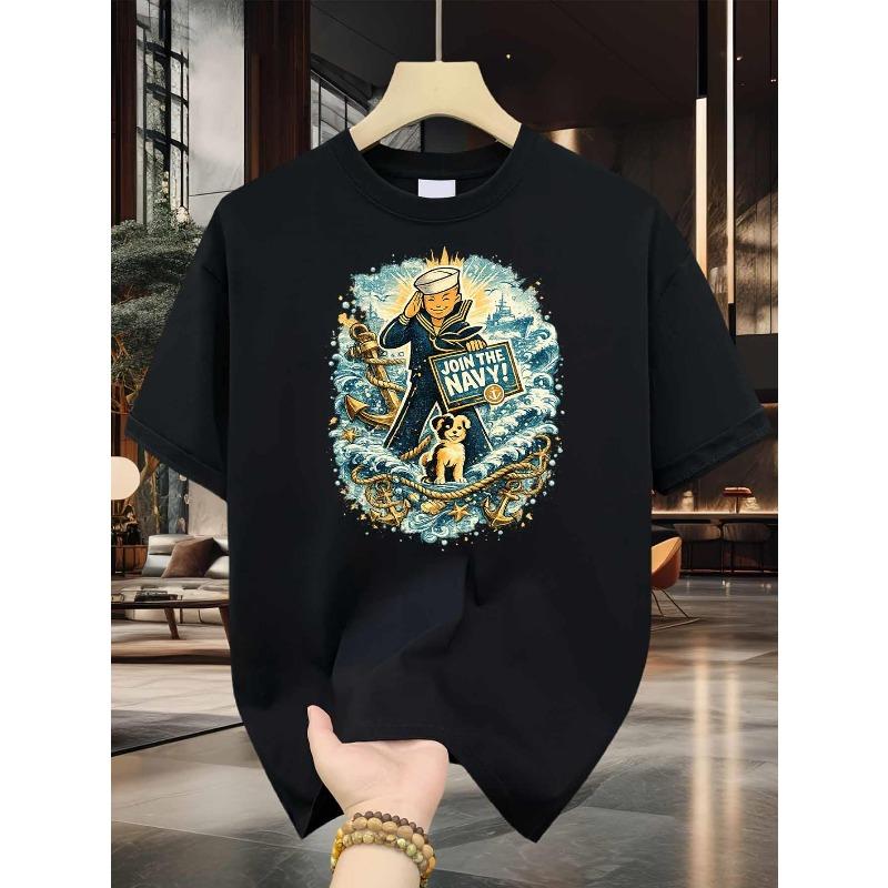 Navy Sailor Men s Cotton TShirt Join The Navy Vintage Marine Anchor Dog Print Pattern Pure Cotton Premium Print Durable Casual Fashion 4XL
Navy Sailor Men s Cotton TShirt Join The Navy Vintage Marine Anchor Dog Print Pattern Pure Cotton Premium Print Durable Casual Fashion 4XL