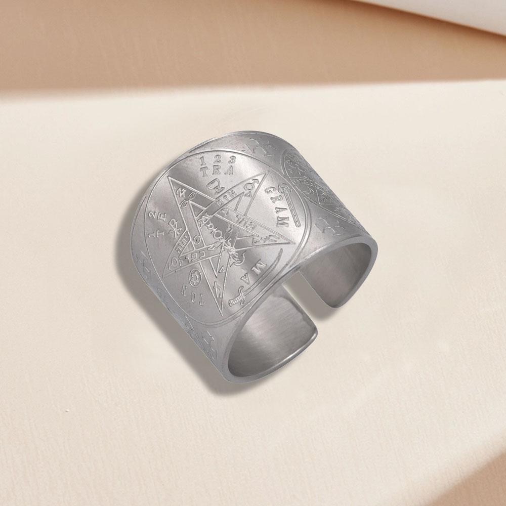 Witchcraft Pentagram Tetragrammaton Rings for Men Vintage Archangel of Metatron Adjustable Ring Amulet Jewelry Gift 9
Witchcraft Pentagram Tetragrammaton Rings for Men Vintage Archangel of Metatron Adjustable Ring Amulet Jewelry Gift 9