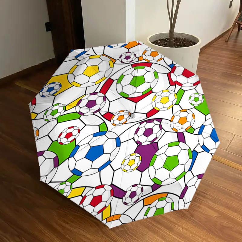 Colorful Soccer Ball Print Automatic Opening/Closing Umbrella - Portable Tri-Fold Design with 8-Bone Iron Frame, Perfect for Fans, Travelers
Colorful Soccer Ball Print Automatic Opening/Closing Umbrella - Portable Tri-Fold Design with 8-Bone Iron Frame, Perfect for Fans, Travelers