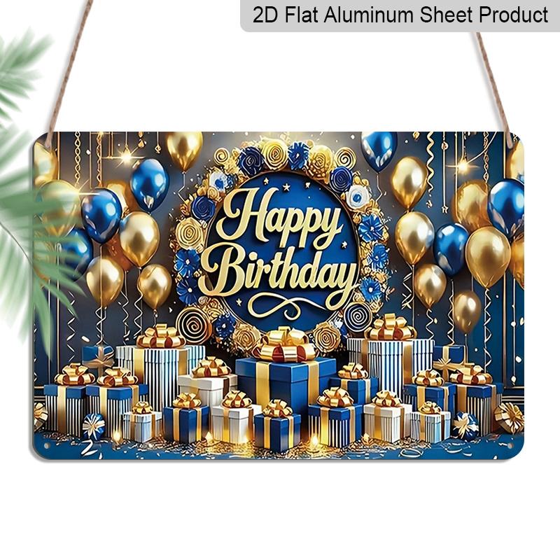 2D Flat, 1pc Happy Birthday Blue & Gold Plaque - Luxury Birthday Decor Sign with Balloons & Gifts, Navy Blue & Gold - Aluminium Wall Hanging 20*30cm
2D Flat, 1pc Happy Birthday Blue & Gold Plaque - Luxury Birthday Decor Sign with Balloons & Gifts, Navy Blue & Gold - Aluminium Wall Hanging 20*30cm