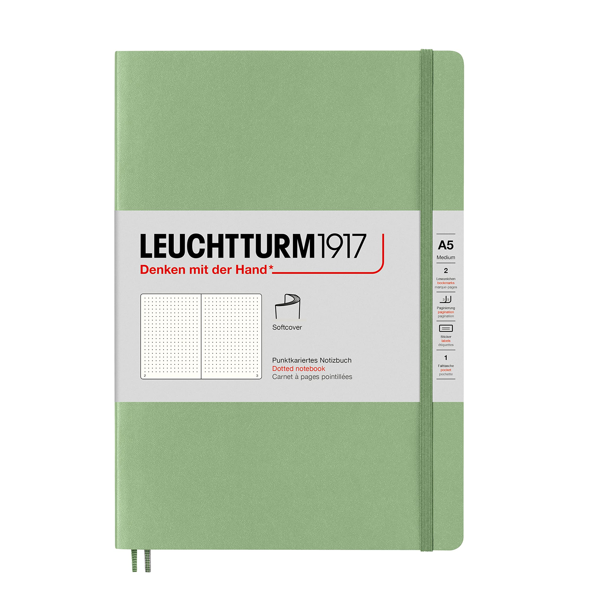 Leuchtturm A5 Dotted Soft Officially Imported Notebook, Grid, Cover, Sage, 361592,
Leuchtturm A5 Dotted Soft Officially Imported Notebook, Grid, Cover, Sage, 361592,