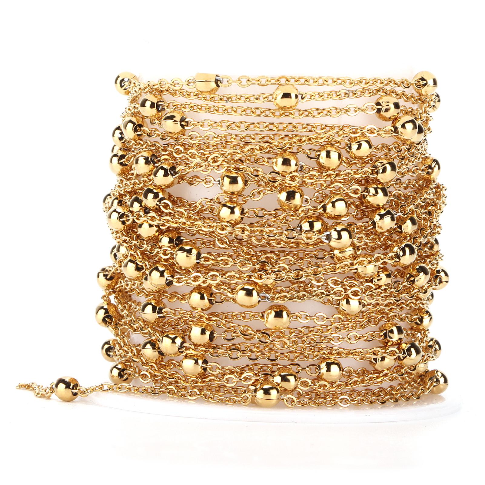 Jewelry Chains DIY Metal Bead Stainless Golden Chain Spool for Sweater Clothes Necklace Bracelet
Jewelry Chains DIY Metal Bead Stainless Golden Chain Spool for Sweater Clothes Necklace Bracelet