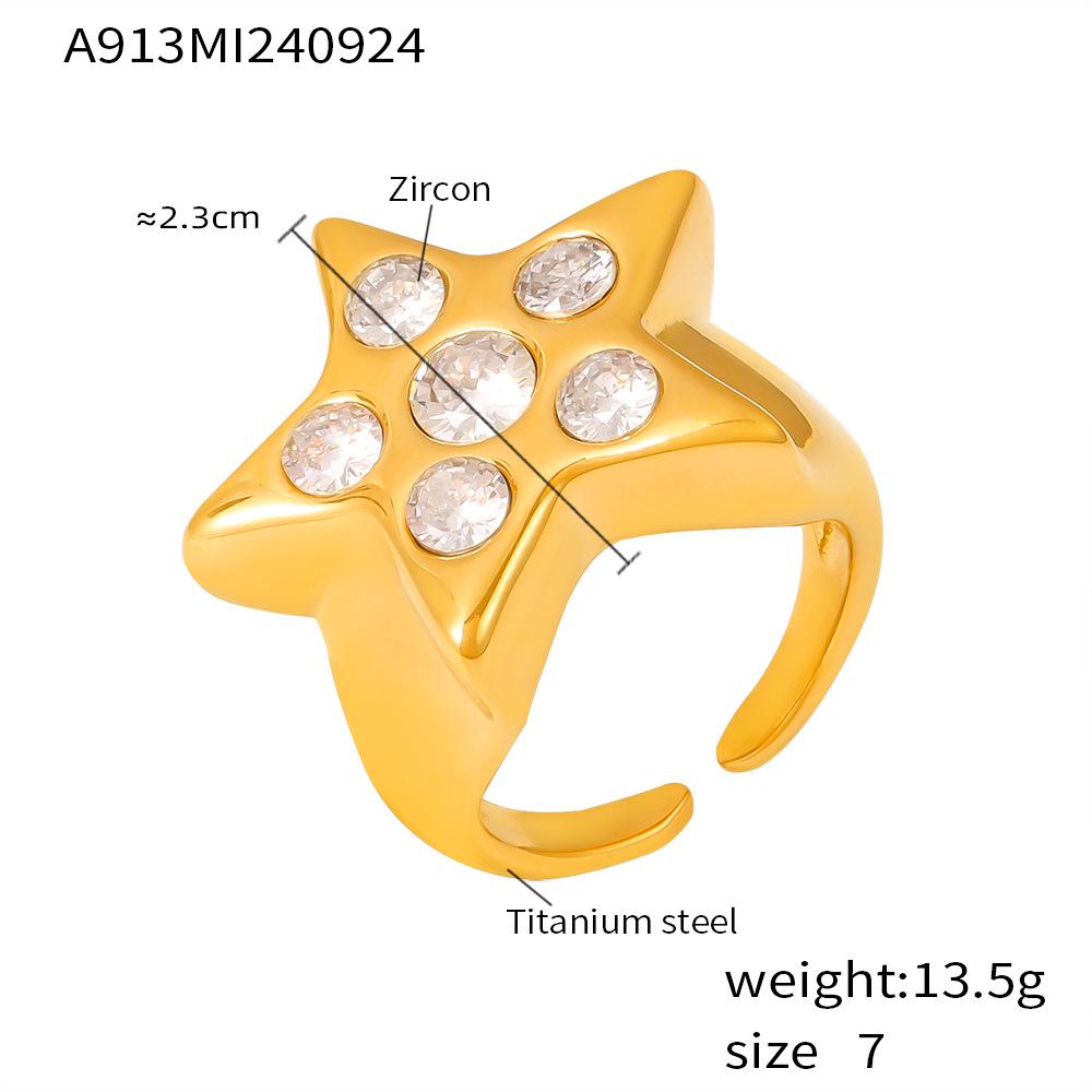 European and American Luxury Style Pentagram Zircon Ring - Open Casting Titanium Steel Fashion Star Jewelry Size 7
European and American Luxury Style Pentagram Zircon Ring - Open Casting Titanium Steel Fashion Star Jewelry Size 7