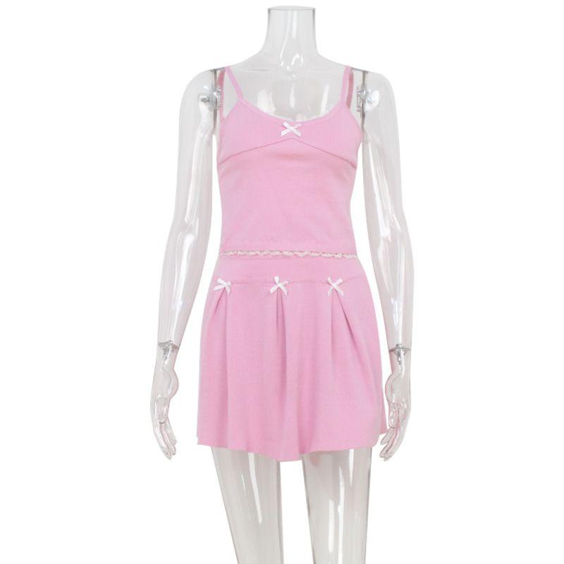 Cnyishe Elegant Pure Desire Style Gyaru Lace Edge Sling Mini Short dress Bow Decoration Pink Two-piece Set Pink L
Cnyishe Elegant Pure Desire Style Gyaru Lace Edge Sling Mini Short dress Bow Decoration Pink Two-piece Set Pink L