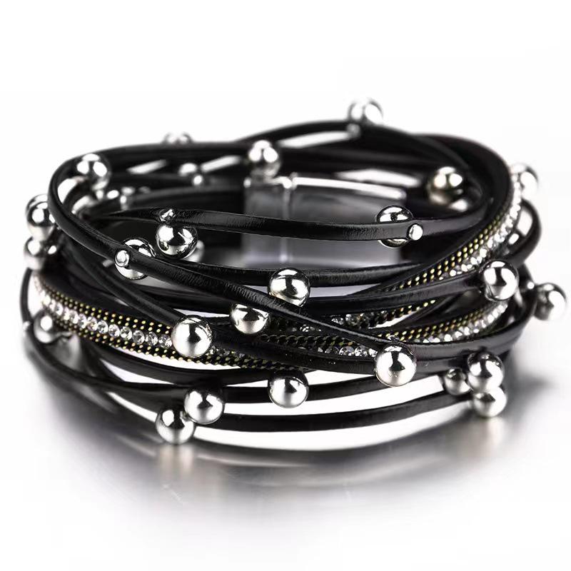 European & American Multi-Layer PU Leather Bracelet: Women s Fashion Rhinestone Magnetic Bangle чорний
European & American Multi-Layer PU Leather Bracelet: Women s Fashion Rhinestone Magnetic Bangle чорний
