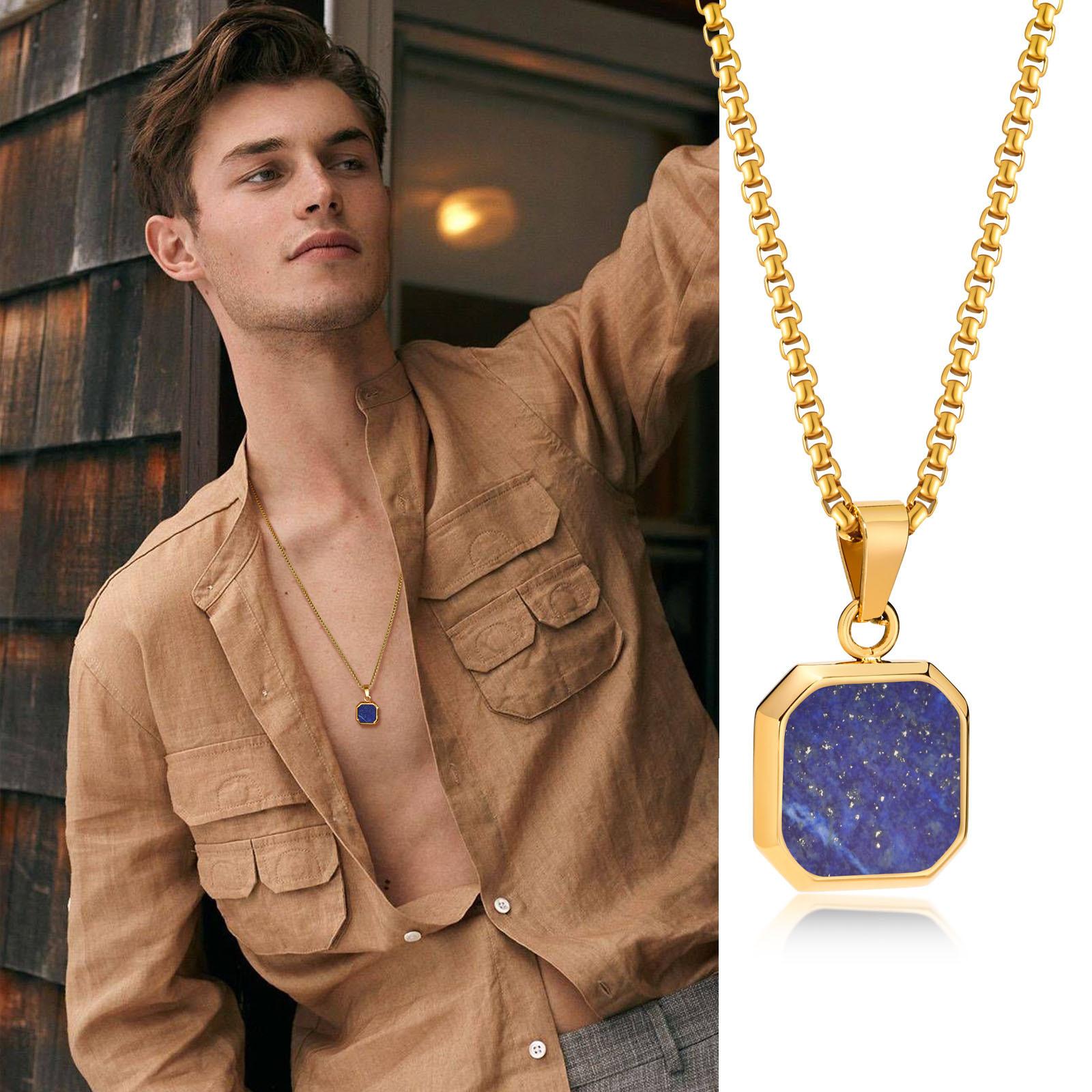 Square Pendant Necklace For Women Men, Stainles Steel Gemetric Lapis Lazuli Necklace Jewelry Chain 60cm
Square Pendant Necklace For Women Men, Stainles Steel Gemetric Lapis Lazuli Necklace Jewelry Chain 60cm