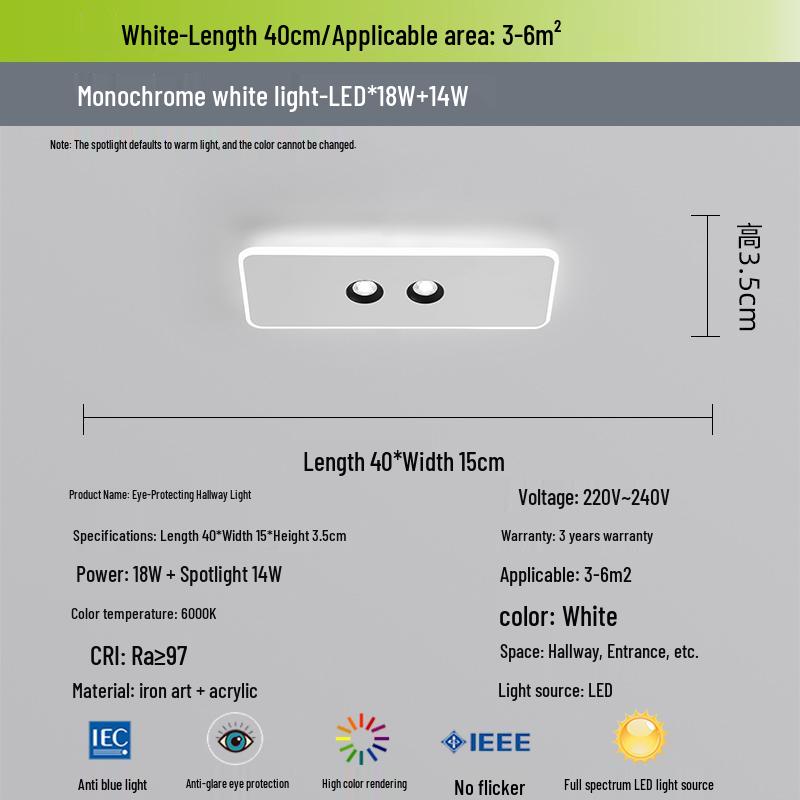 Modern Minimalist Corridor Light with Spotlights for Entrance, Walk-in Closet, or Balcony Ceiling
Modern Minimalist Corridor Light with Spotlights for Entrance, Walk-in Closet, or Balcony Ceiling