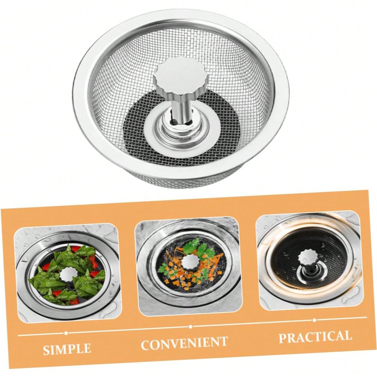Kitchen Sink Strainer Stainless Steel Fine Mesh Drain Cover Filter for Food Particles Hair, Universal Fit for Kitchen Bathroom Sink Drains, срібний
Kitchen Sink Strainer Stainless Steel Fine Mesh Drain Cover Filter for Food Particles Hair, Universal Fit for Kitchen Bathroom Sink Drains, срібний