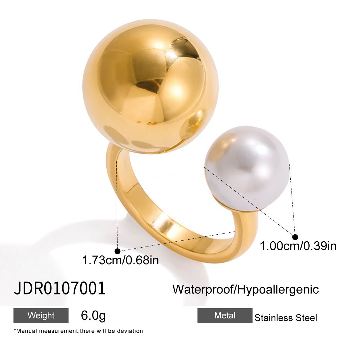 Design 18K gold with pearl-sized ball open ring jewelry
Design 18K gold with pearl-sized ball open ring jewelry