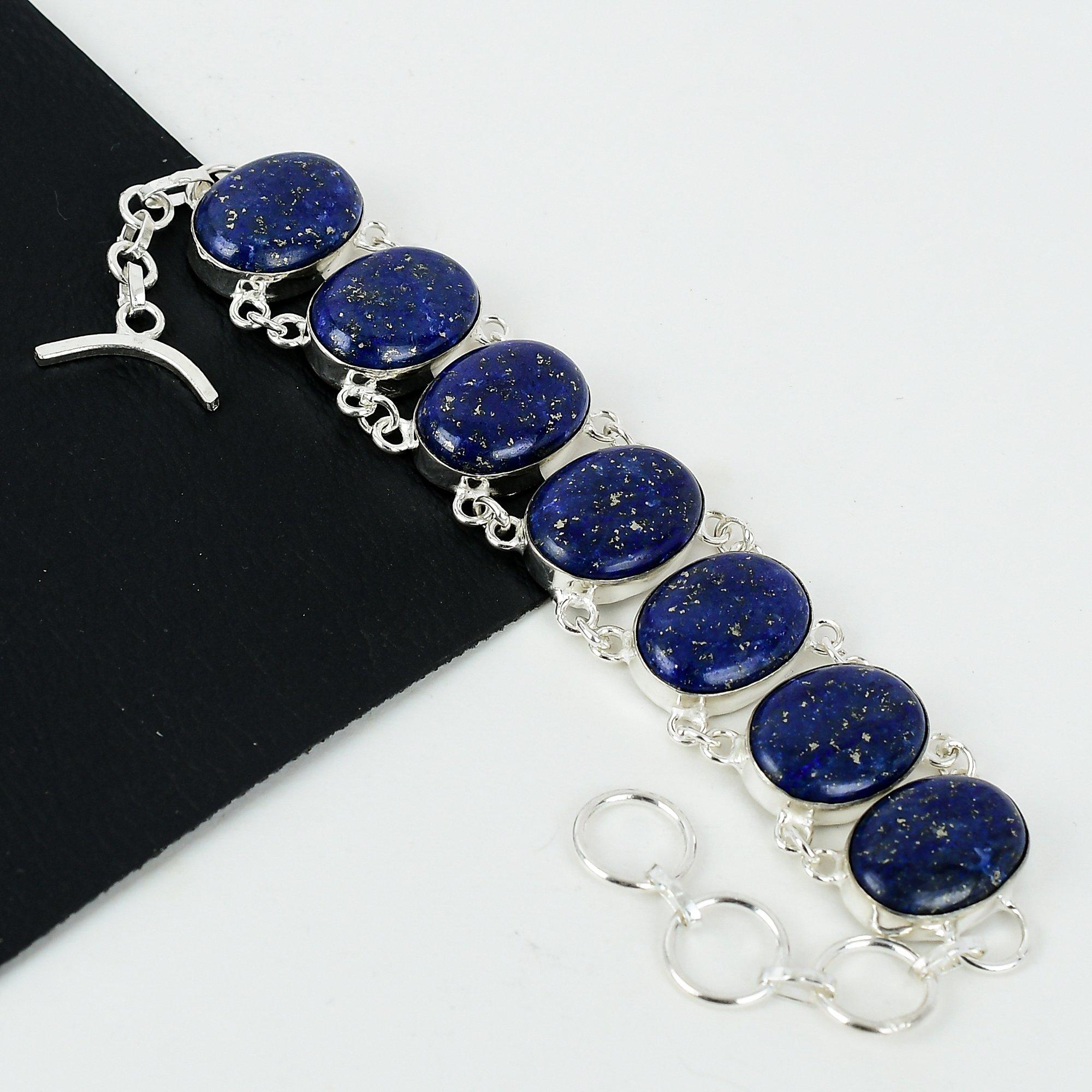 Natural Lapis Lazuli Gemstone Handmade 925 Sterling Silver Bracelet, Lapis Lazuli Bracelet For Wife , Unisex Bracelet, Wadding Gift 8 синій
Natural Lapis Lazuli Gemstone Handmade 925 Sterling Silver Bracelet, Lapis Lazuli Bracelet For Wife , Unisex Bracelet, Wadding Gift 8 синій