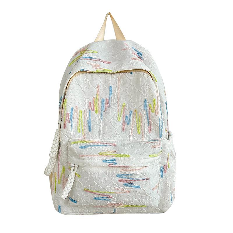 High-value Soft Girl Japanese-Style Cute Striped Backpack for Students, Large Capacity and Versatile. Backpack Only белый