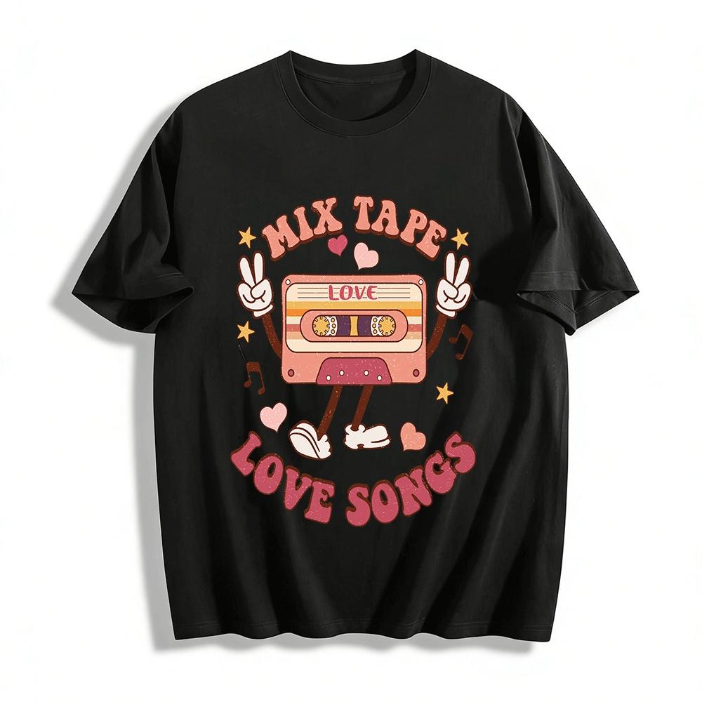 Vintage Love Mix Tape Print Casual Short Sleeve T-shirt Pure cotton T-shirt XXS
Vintage Love Mix Tape Print Casual Short Sleeve T-shirt Pure cotton T-shirt XXS
