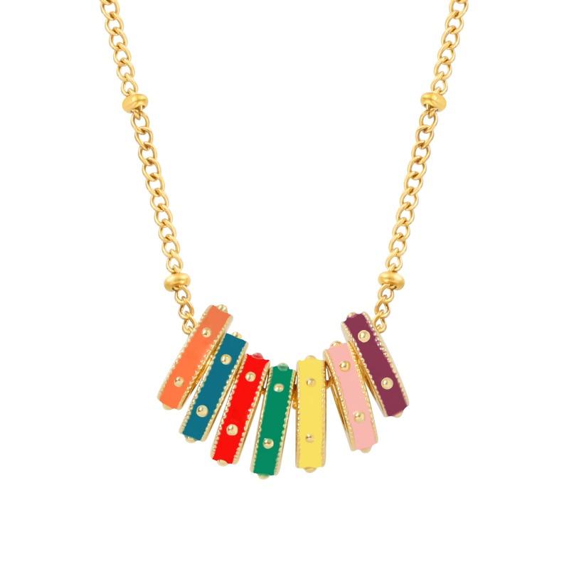 Dopamine stainless steel enamel circle pendant - good luck charm, high-end clavicle chain for women
Dopamine stainless steel enamel circle pendant - good luck charm, high-end clavicle chain for women