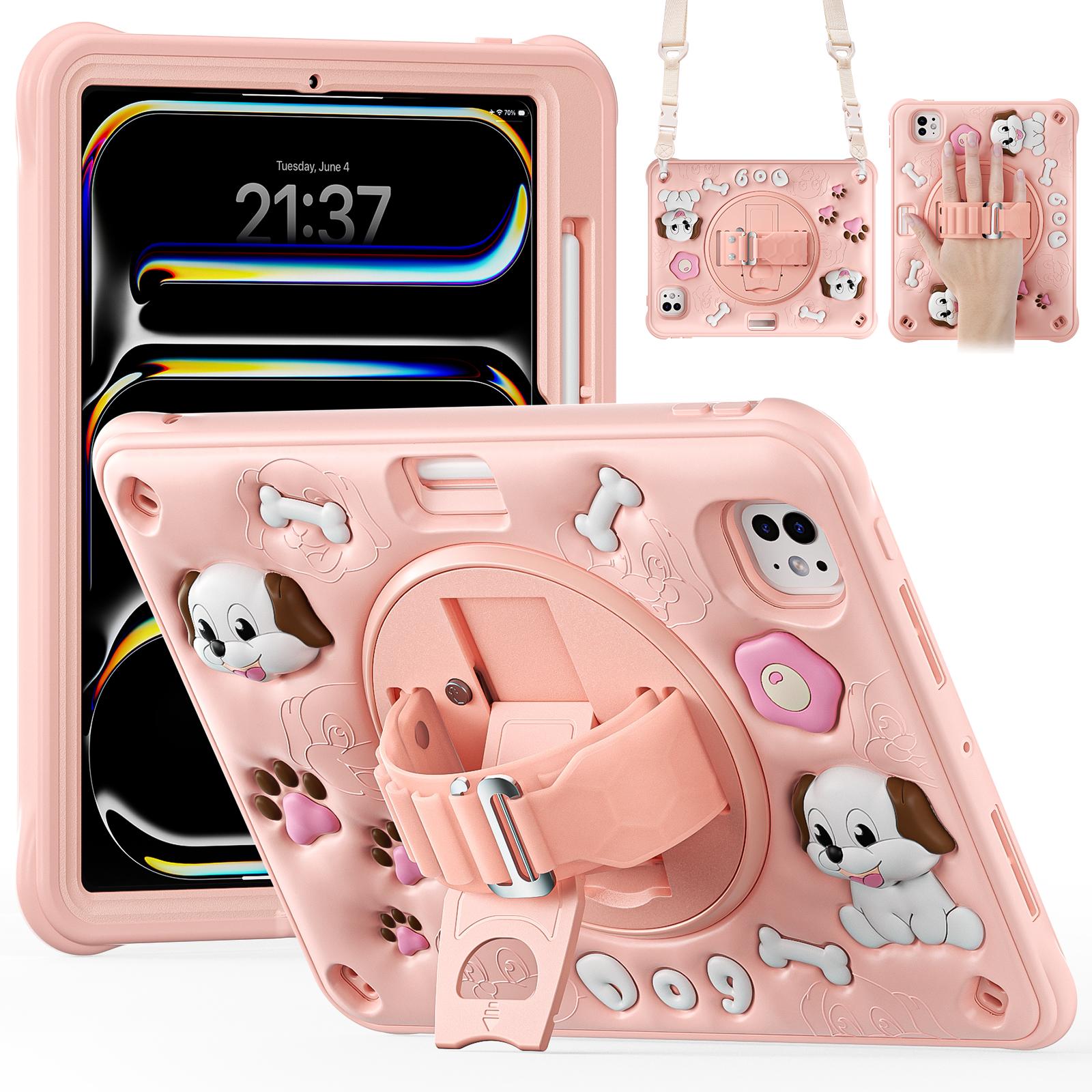 For iPad Pro 11 (2025)/11 (2024) Case with Shoulder Strap Kickstand Cute Dog PC+Silicone+TPU Tablet Cover A
For iPad Pro 11 (2025)/11 (2024) Case with Shoulder Strap Kickstand Cute Dog PC+Silicone+TPU Tablet Cover A