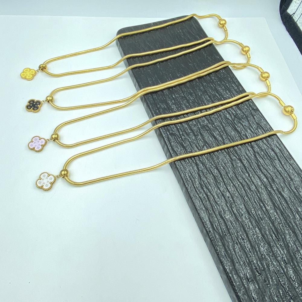 15mm Four Leaf Flower Classic Necklace Titanium Steel Round Snake Chain for Men and Women Four Leaf Clover Necklace
15mm Four Leaf Flower Classic Necklace Titanium Steel Round Snake Chain for Men and Women Four Leaf Clover Necklace