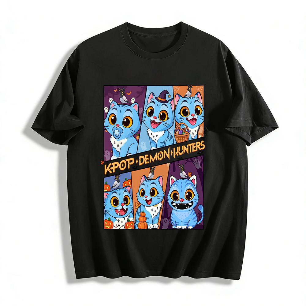Halloween KPOP Demon Hunters Blue Cat Growth Print Top Unisex Casual Festival T-Shirt Pure cotton T-shirt XXS
Halloween KPOP Demon Hunters Blue Cat Growth Print Top Unisex Casual Festival T-Shirt Pure cotton T-shirt XXS