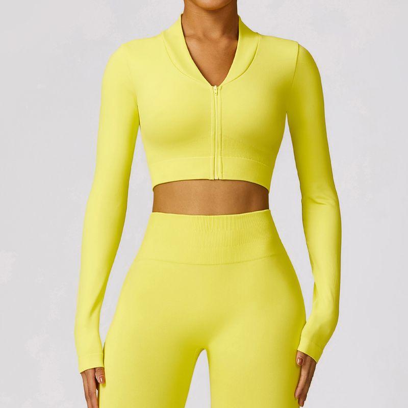 Seamless Long Sleeves Yoga Outwear Zipper Quick-Drying Workout Clothes for Women Running Exercise Coat Outwear Baseball Collar Quick-Drying Elastic Lemon yellow L
Seamless Long Sleeves Yoga Outwear Zipper Quick-Drying Workout Clothes for Women Running Exercise Coat Outwear Baseball Collar Quick-Drying Elastic Lemon yellow L