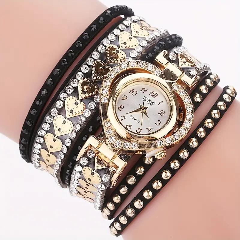 Fashion Rhinestone Heart Dial Women Watches Long Velvet Band Wristwatch чорний
Fashion Rhinestone Heart Dial Women Watches Long Velvet Band Wristwatch чорний
