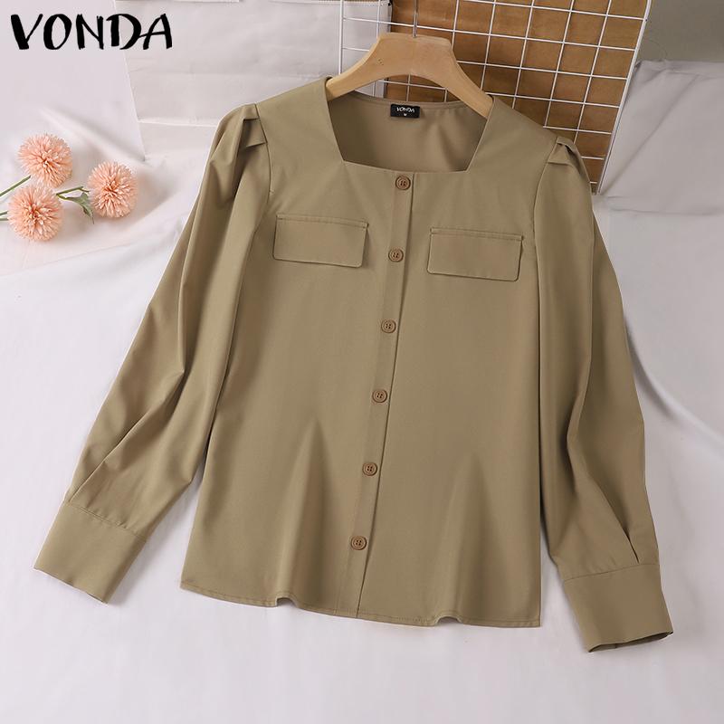 VONDA Весенние женские однотонные рубашки с квадратным вырезом и длинными рукавами, топы
VONDA Весенние женские однотонные рубашки с квадратным вырезом и длинными рукавами, топы