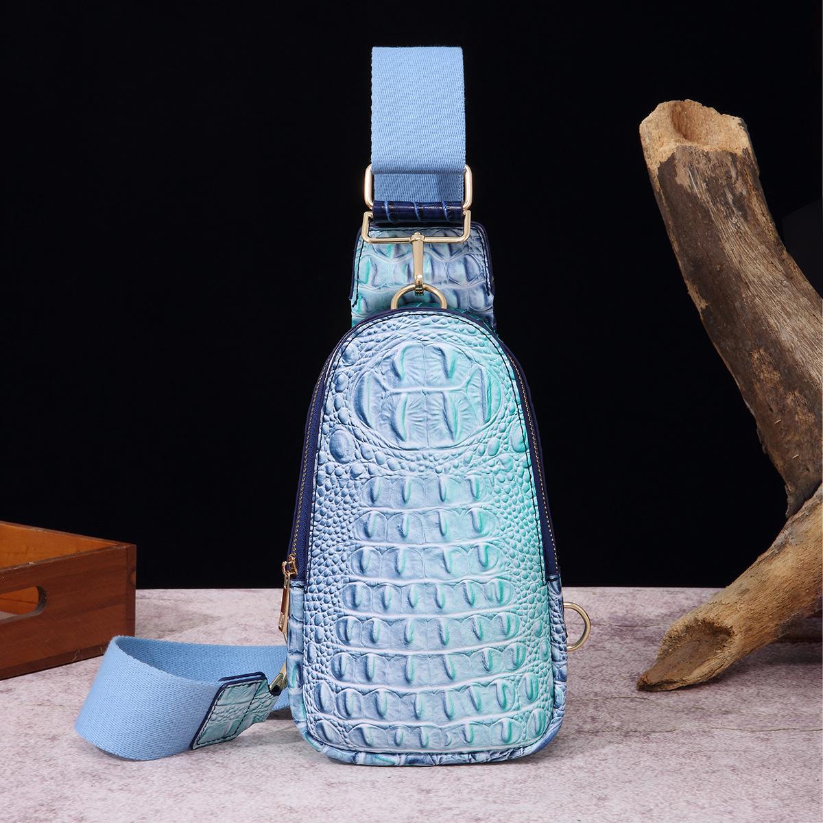 Ретро-модная женская нагрудная сумка с широким плечевым ремнем, поясная сумка, сумка через плечо с узором крокодила
