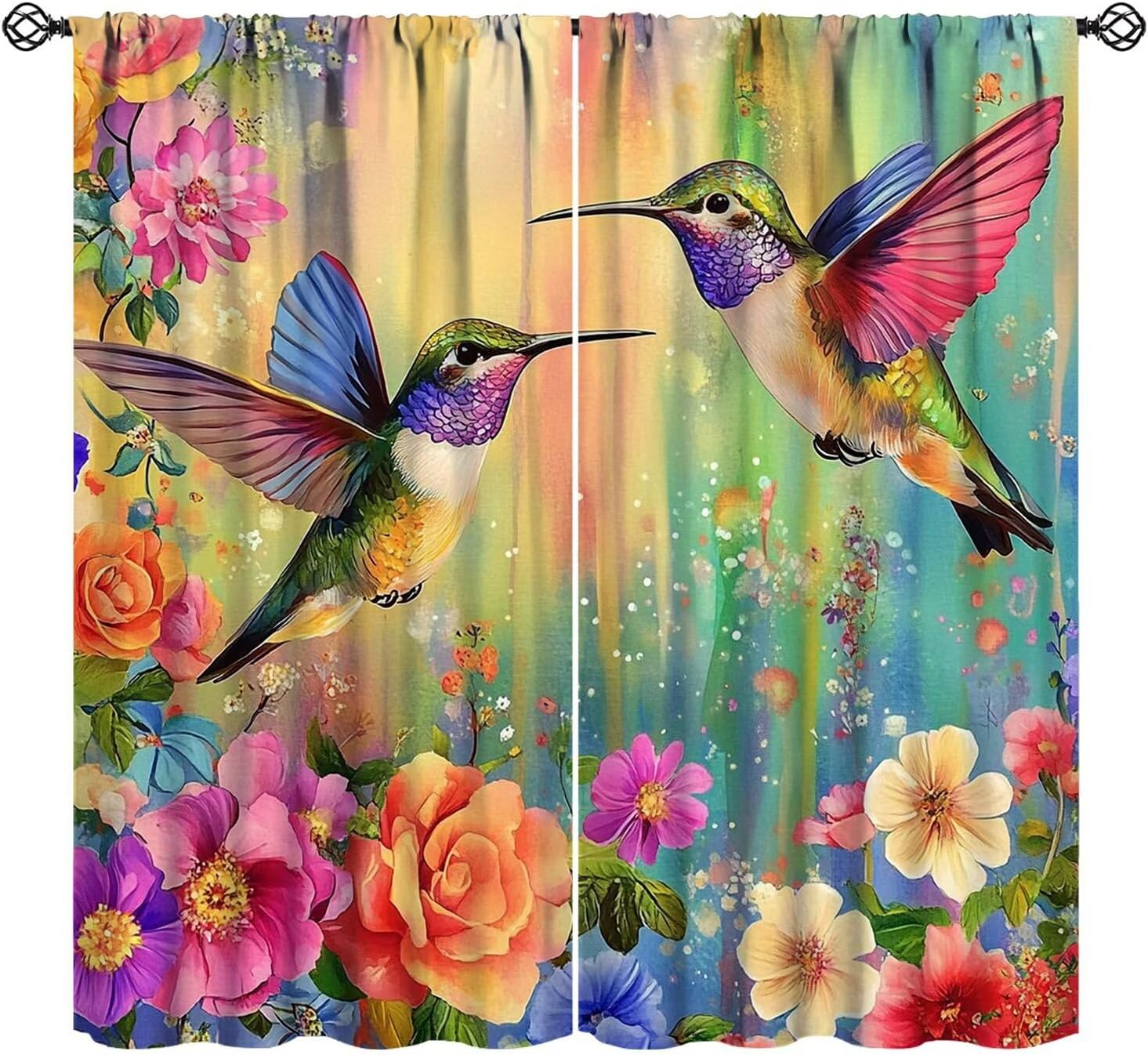 Hummingbird Flower Watercolor Spring Garden Theme Blue Flowers Butterfly Pattern Printed Curtains Bedroom Made Of Polyester Decor W100*H130(CM)-Grommet top&2PCS
Hummingbird Flower Watercolor Spring Garden Theme Blue Flowers Butterfly Pattern Printed Curtains Bedroom Made Of Polyester Decor W100*H130(CM)-Grommet top&2PCS