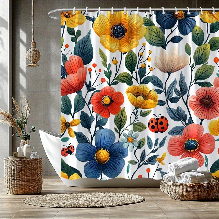 1 Bright Floral Shower Curtain With A Watercolor Design Featuring Ladybugs And Butterflies For A Natural-Inspired Bathroom Decor W60H190(CM)-1 Pcs
1 Bright Floral Shower Curtain With A Watercolor Design Featuring Ladybugs And Butterflies For A Natural-Inspired Bathroom Decor W60H190(CM)-1 Pcs