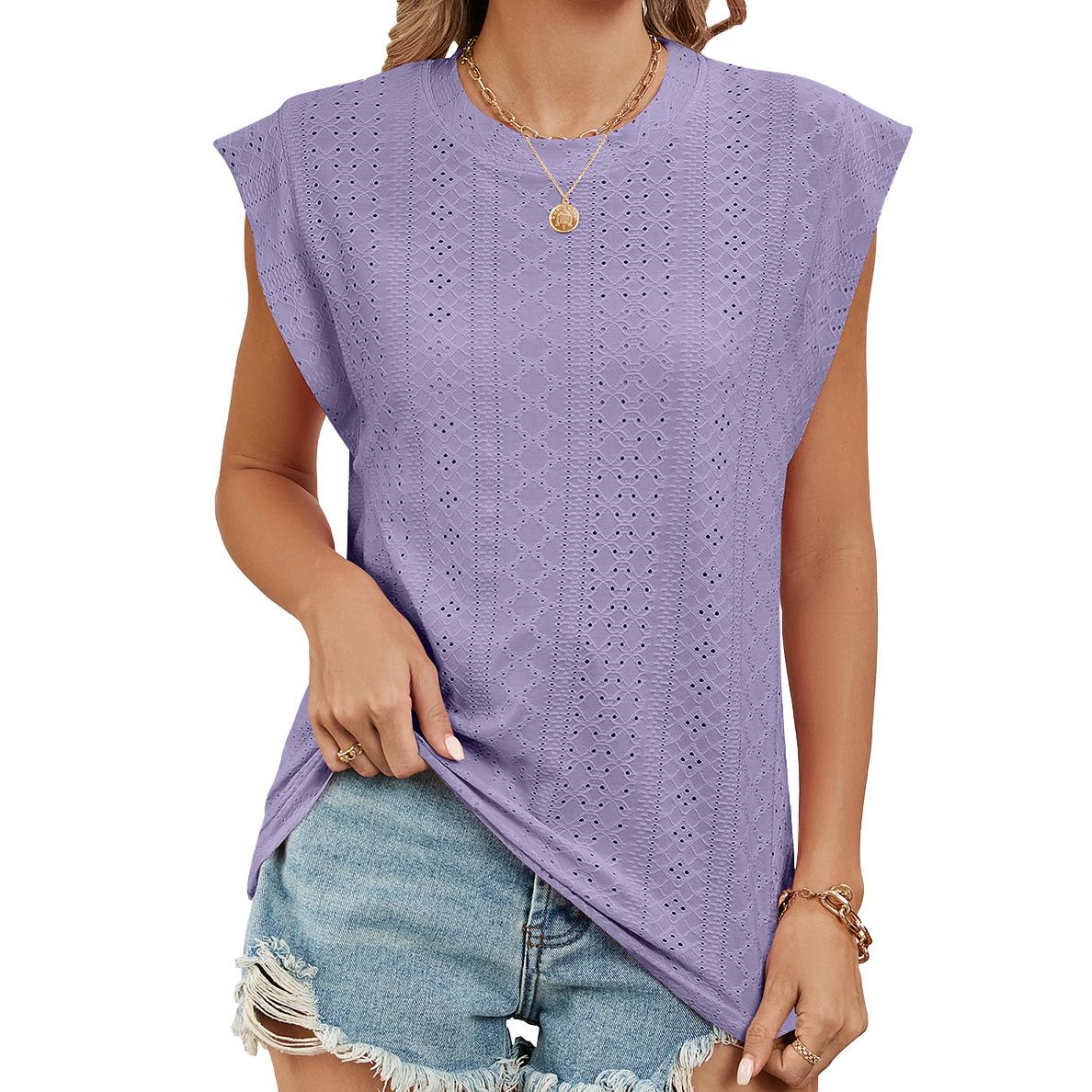 Летняя однотонная свободная футболка с круглым вырезом и коротким рукавом, жилет для женщин 2XL фиолетовый
Летняя однотонная свободная футболка с круглым вырезом и коротким рукавом, жилет для женщин 2XL фиолетовый