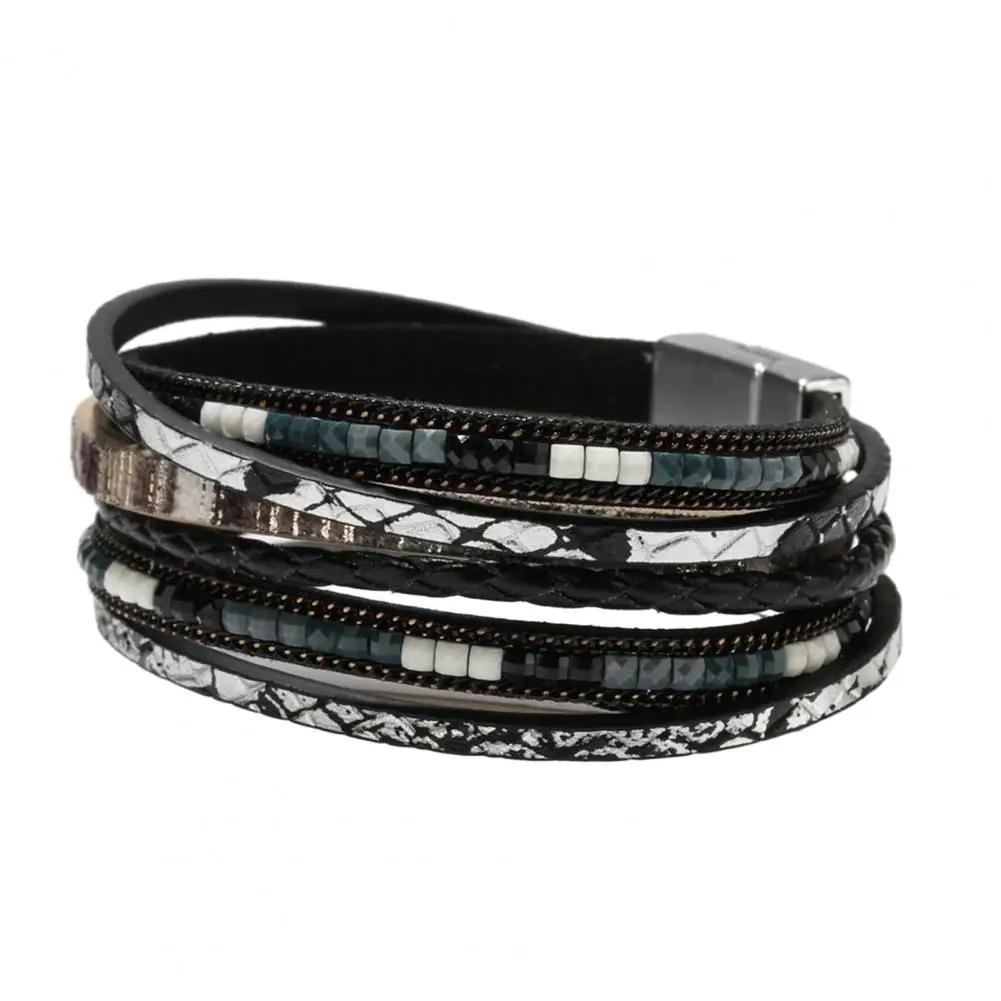 Pulseras Layered Bracelet Handmade Boho Style Multi-layer Women s Bracelet Ethnic Faux Leather Fashion Zircon For Girls Gift чорний
Pulseras Layered Bracelet Handmade Boho Style Multi-layer Women s Bracelet Ethnic Faux Leather Fashion Zircon For Girls Gift чорний