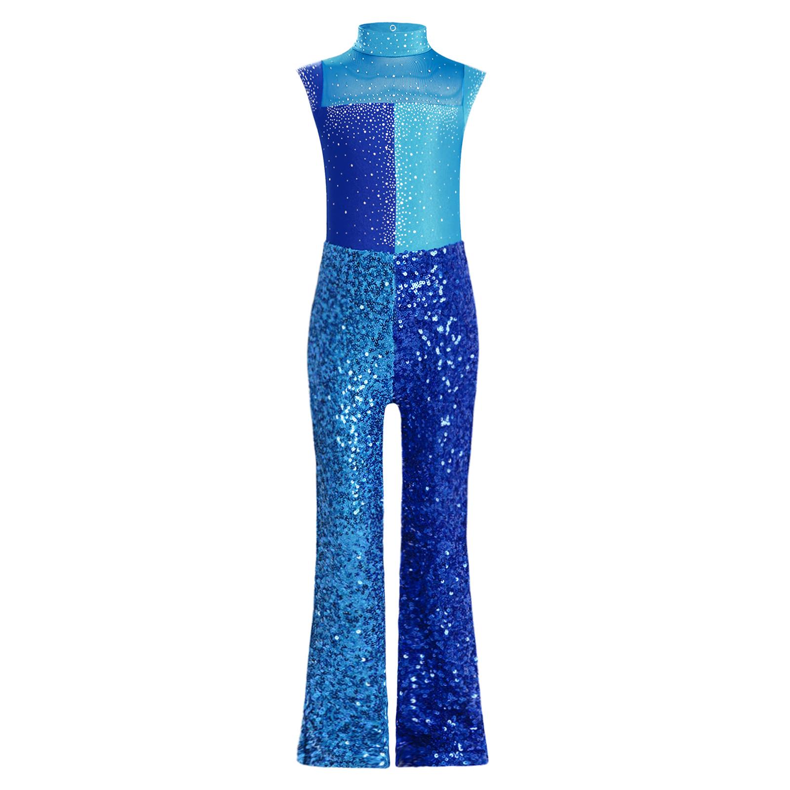 Girls Performance Jumpsuit Mock Neck Sleeveless Design Keyhole Back Color Block Sequined Dancewear 5-6 Years
Girls Performance Jumpsuit Mock Neck Sleeveless Design Keyhole Back Color Block Sequined Dancewear 5-6 Years