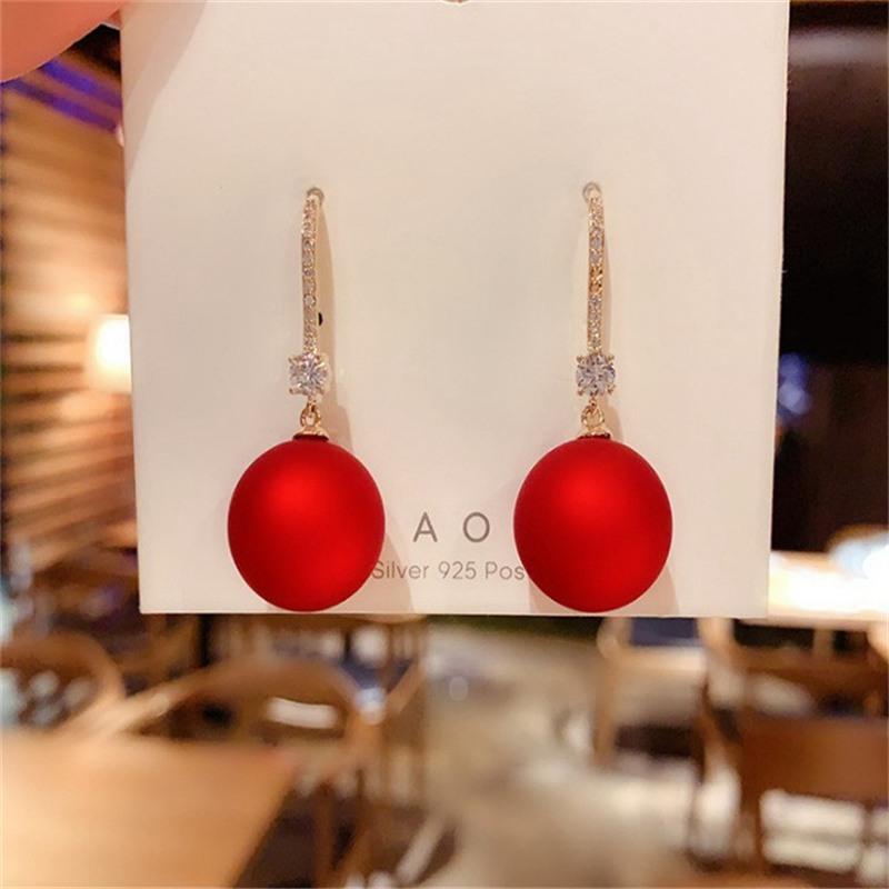 Серьги с жемчугом Ювелирные изделия Подарочные серьги-подвески Серьги-крючки Женские серьги Серьги для девочек 3cm красный