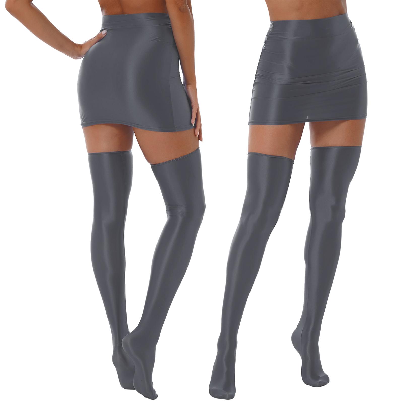 Жіночий глянсовий однотонний білизняний костюм для нічного клубу, міні-спідниця з високою талією та панчохами сірий
Жіночий глянсовий однотонний білизняний костюм для нічного клубу, міні-спідниця з високою талією та панчохами сірий