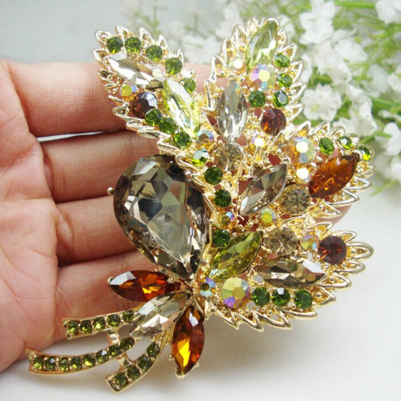 New Design Woman s Vintage Brown Rhinestone Crystal Flower Leaf Pendant Brooch Pin Fashion Jewelry Luxurious Wedding Gift
New Design Woman s Vintage Brown Rhinestone Crystal Flower Leaf Pendant Brooch Pin Fashion Jewelry Luxurious Wedding Gift