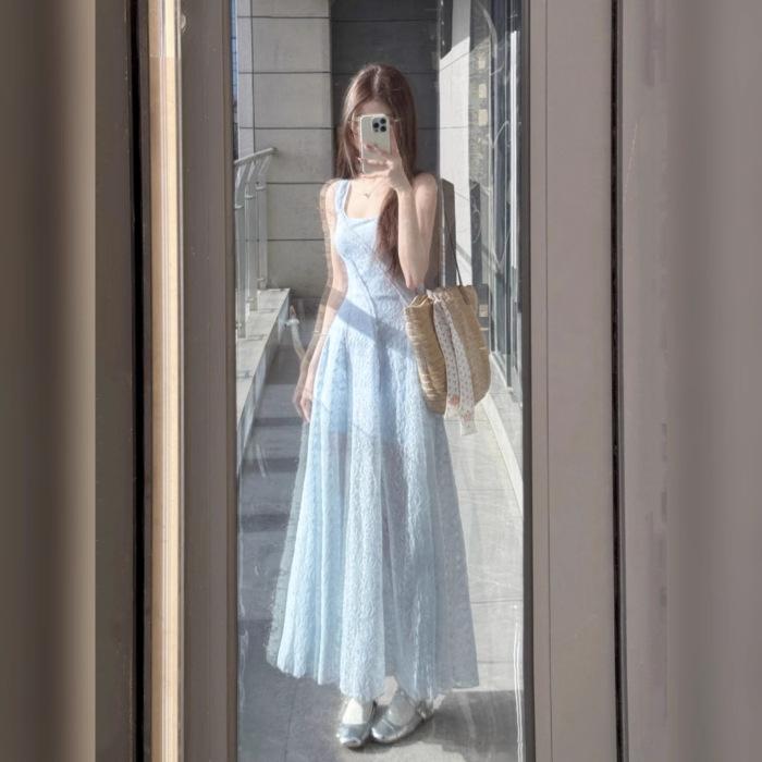 French blue square neck suspender dress women s summer vacation dress slim waist skirt gentle wind fluffy long dress XL
French blue square neck suspender dress women s summer vacation dress slim waist skirt gentle wind fluffy long dress XL