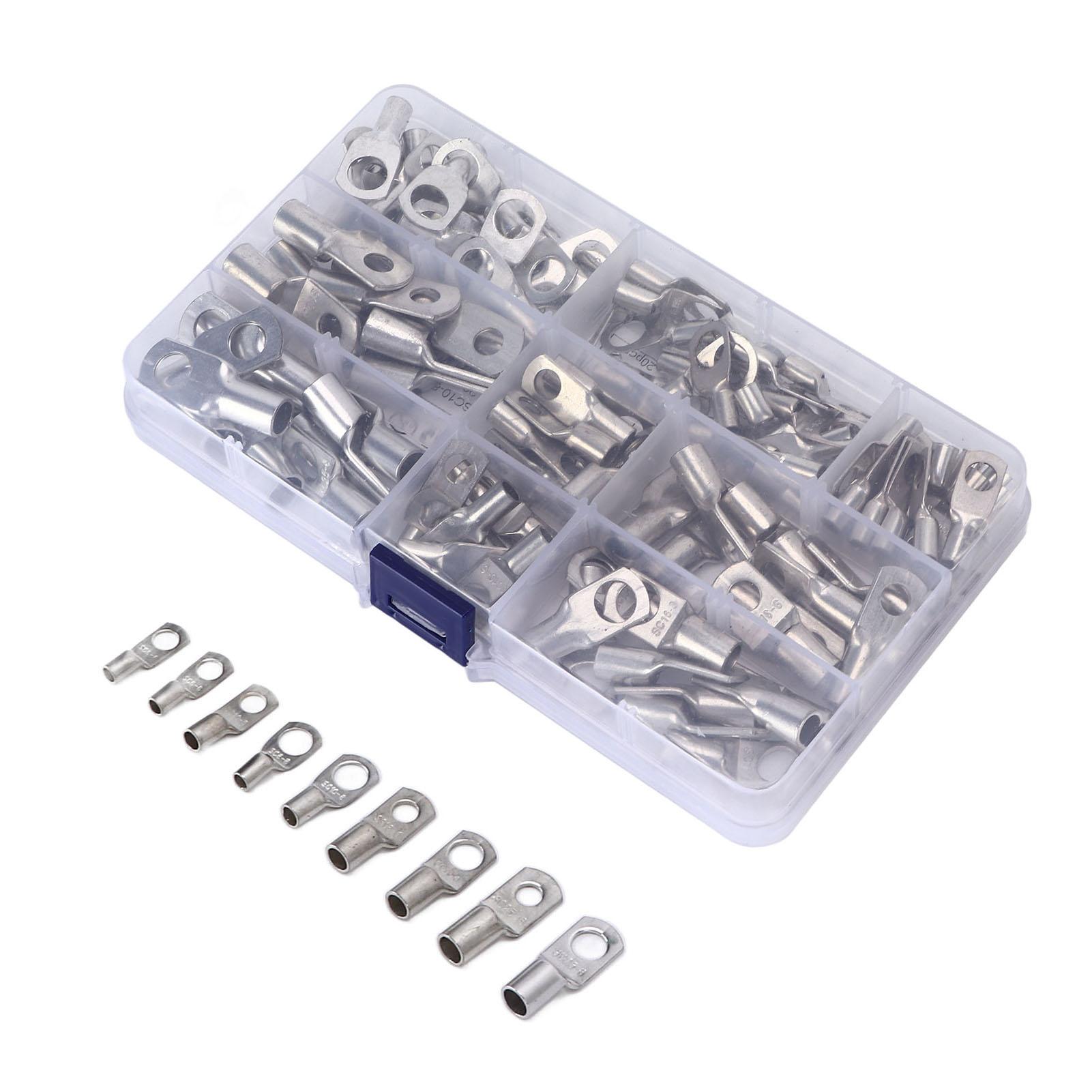 120pcs Battery Crimp Terminals 8 Sizes Copper T2 Tinned SC Wire Ring Connector for Marine Automotive
120pcs Battery Crimp Terminals 8 Sizes Copper T2 Tinned SC Wire Ring Connector for Marine Automotive