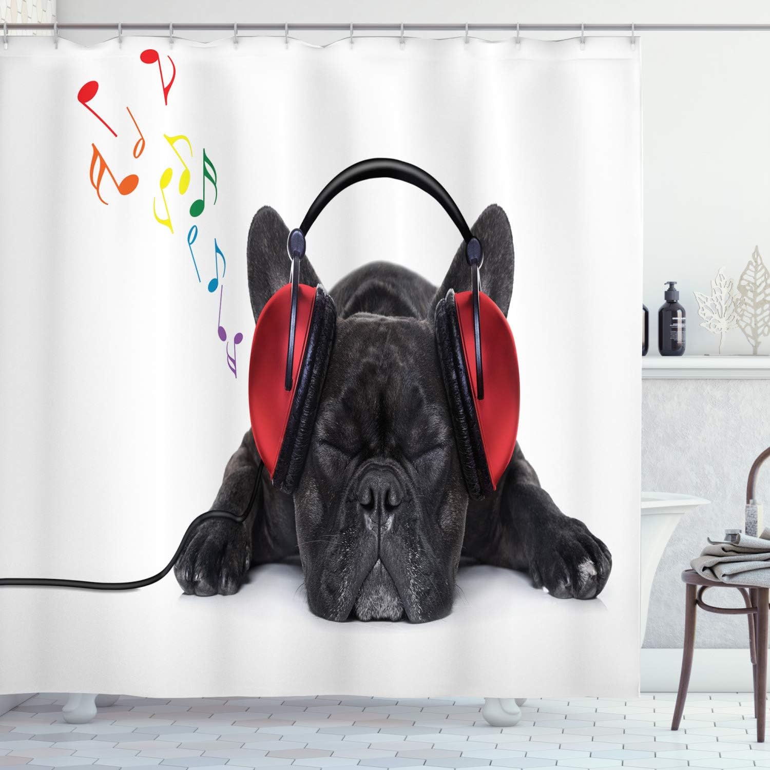 French Bulldog Music Shower Curtain Dog With Headphones Pet Lover Decor Linen180X180 W60H190(CM)-1 Pcs
French Bulldog Music Shower Curtain Dog With Headphones Pet Lover Decor Linen180X180 W60H190(CM)-1 Pcs