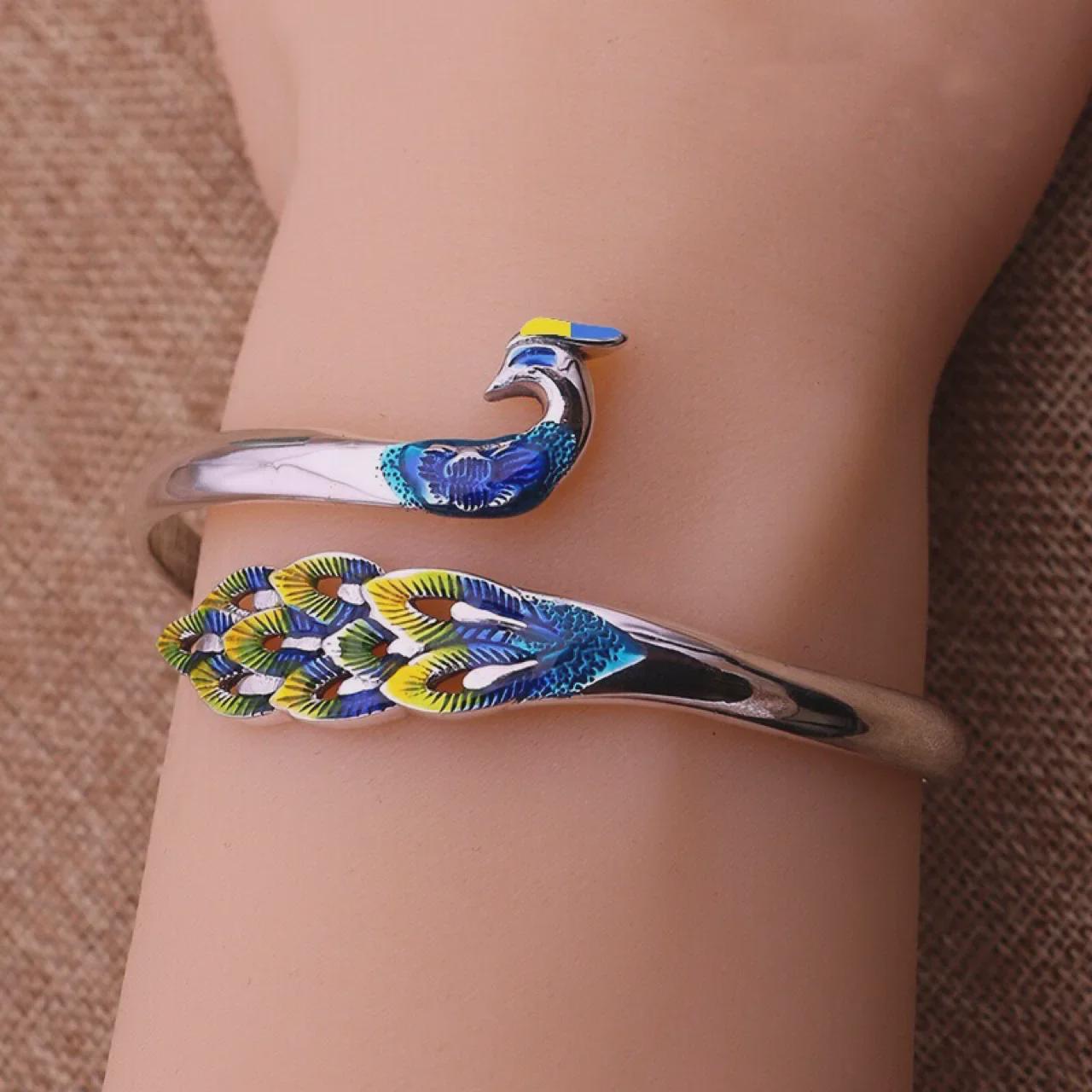 Ethnic Style Colorful Peacock Cloisonné Bracelet - Phoenix Jewelry Gift for Wife or Girlfriend TSZ001 Silver Bracelet
Ethnic Style Colorful Peacock Cloisonné Bracelet - Phoenix Jewelry Gift for Wife or Girlfriend TSZ001 Silver Bracelet