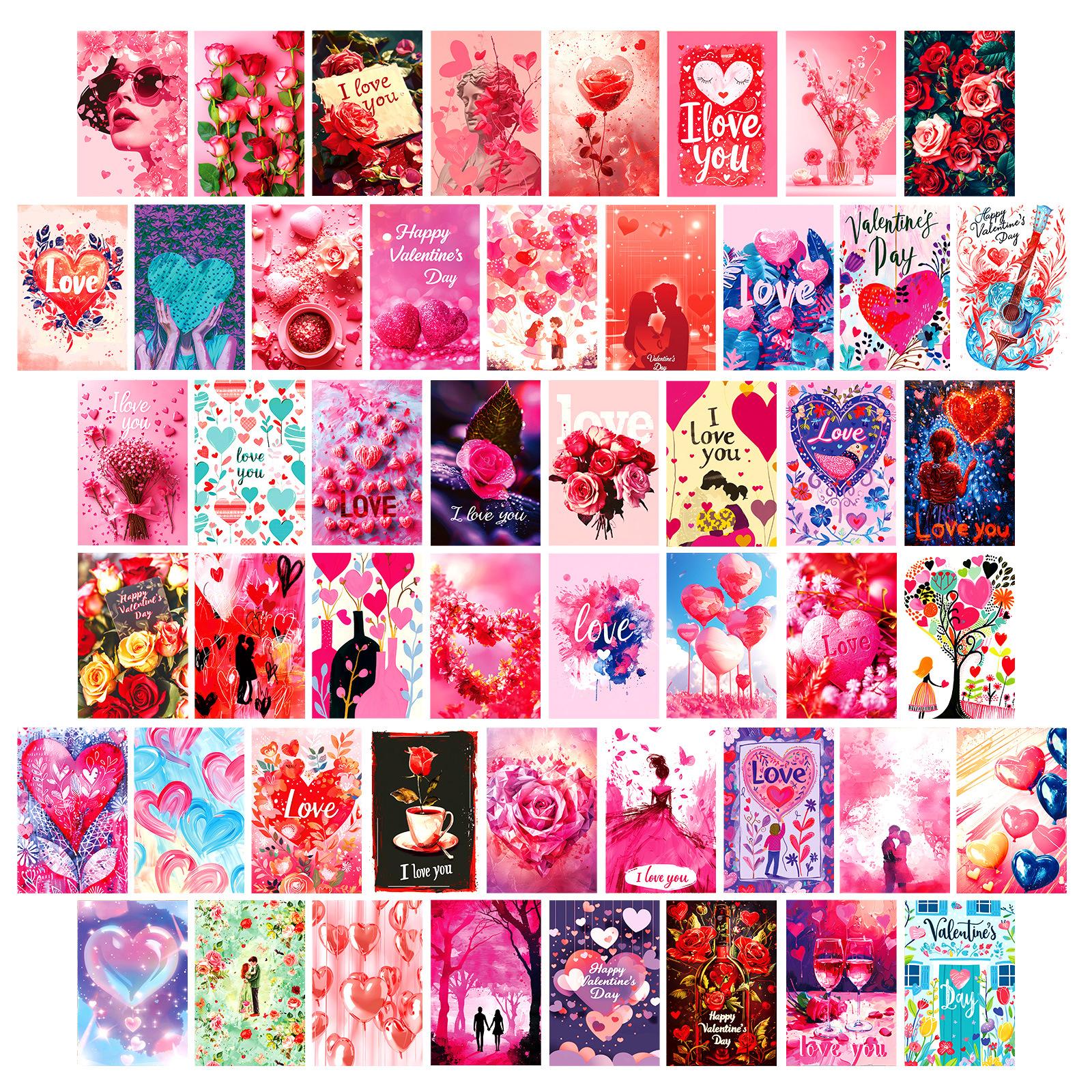 50 роз День святого Валентина Украшение стены Открытки Украшение Гостиная Спальня Парочка Сообщение Mingxin Открытка T01042221