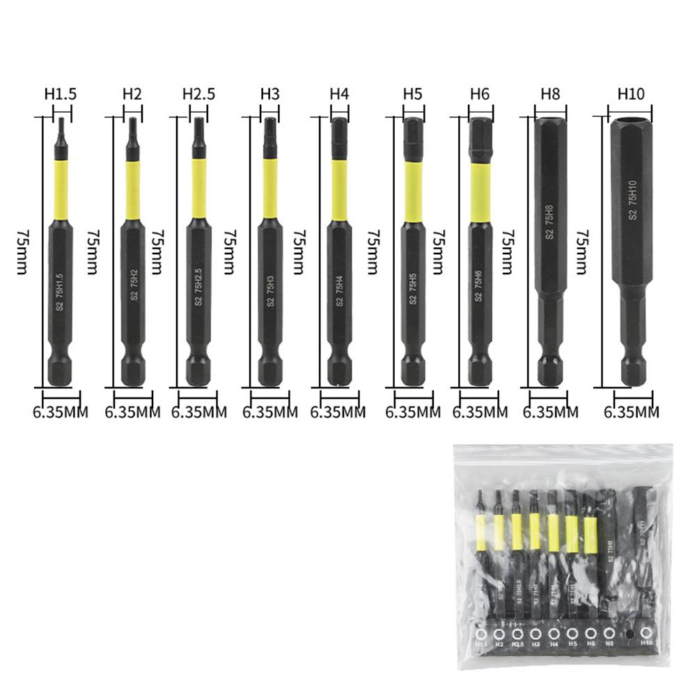 9pcs Magnetic Hexagonal Screwdriver Bit 6.35mm Hex Shank For Versatile Repairs Tools Hand Tools Screwdrivers Nutdrivers
9pcs Magnetic Hexagonal Screwdriver Bit 6.35mm Hex Shank For Versatile Repairs Tools Hand Tools Screwdrivers Nutdrivers